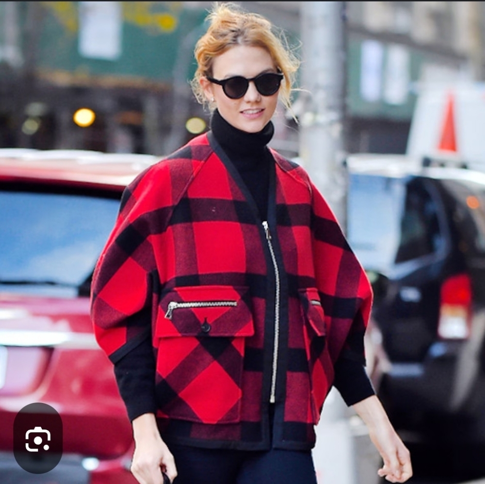 Esprit Outerwear Women's L Plaid Flannel Jacket/coat RED Black Designer